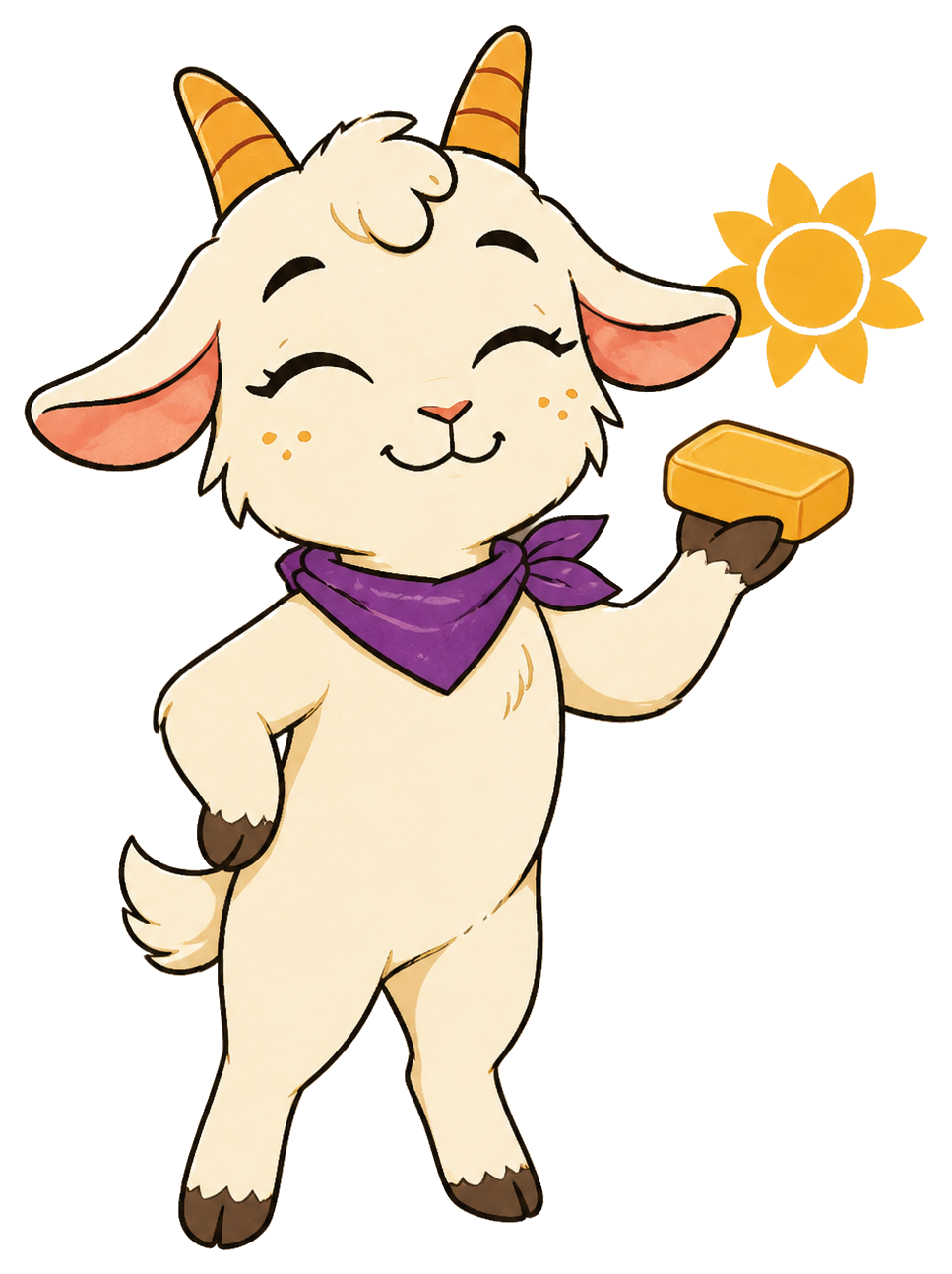 Soft Gracie holding the gold Morning Bar